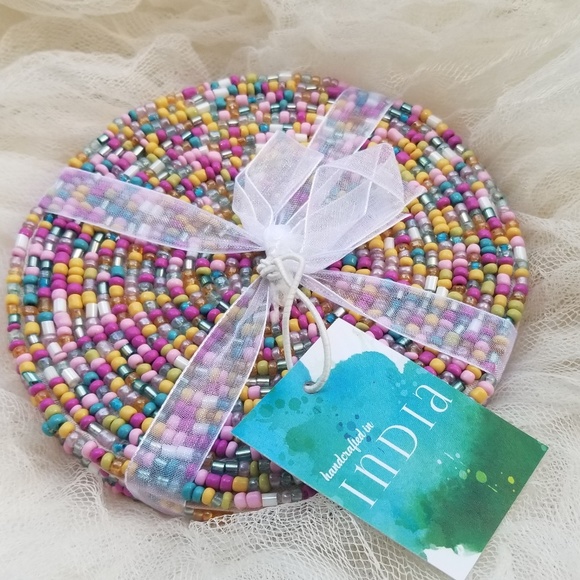 Other - Pink toned Beaded Coaster Set